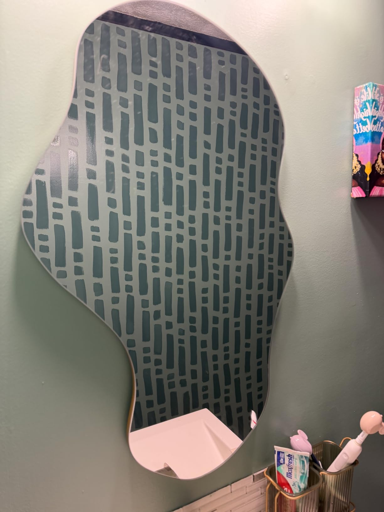 PERFNIQUE Irregular Wall Mirror Asymmetrical Mirror, 43''x24'' Decorative Modern Wall Decor for Bathroom Bedroom Living Room Entryway, Cloud Frameless, Wall Mounted customer photo 1