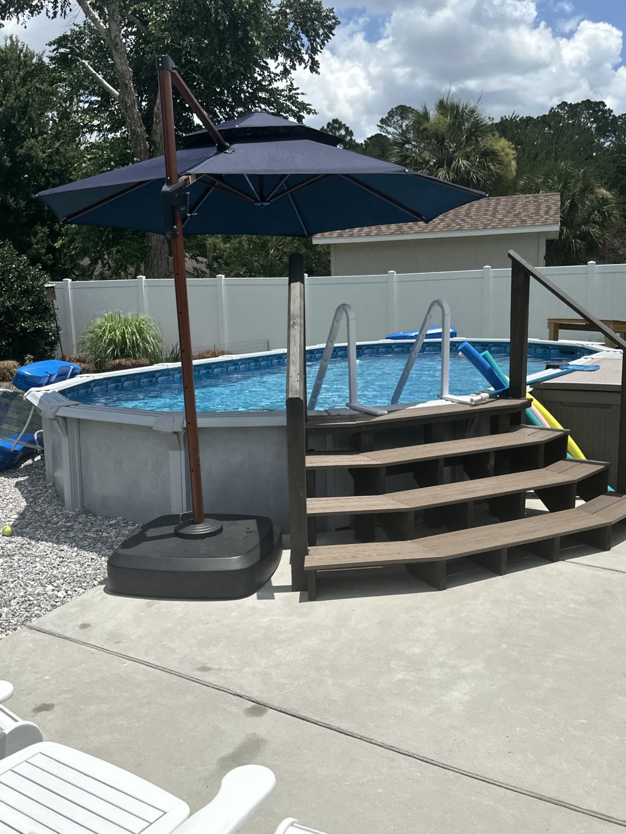 PURPLE LEAF Cantilever Umbrella 11ft Wood-Grain Finish, Heather Taupe | Block 98% harmful UV rays, Lasting color, Easy tilt 360° adjustment, Tilt for all-day shade, Long-lasting aluminum Frame customer photo 2