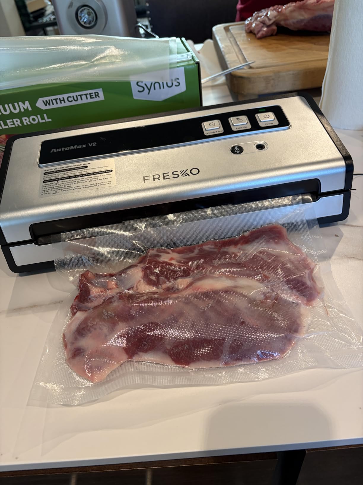 FRESKO Vacuum Sealer Machine with Automatic Bag Detection, Compact Design | 0.2-inch Widened Heating Strip, Food Vacuum Sealer for Dry & Moist Food Storage, Suitable for Sous Vide, 10 Pre-Cut Bags customer photo 1