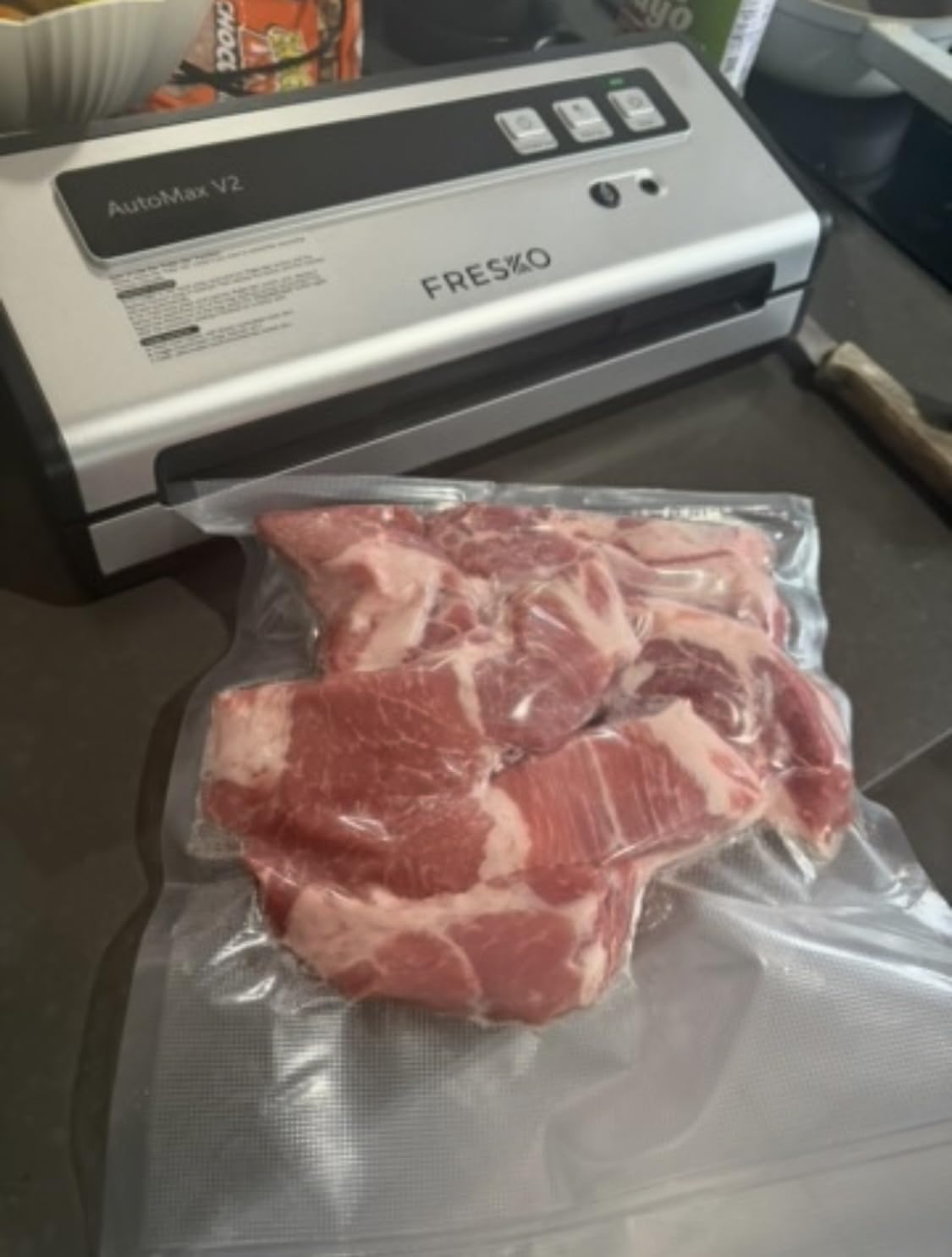 FRESKO Vacuum Sealer Machine with Automatic Bag Detection, Compact Design | 0.2-inch Widened Heating Strip, Food Vacuum Sealer for Dry & Moist Food Storage, Suitable for Sous Vide, 10 Pre-Cut Bags customer photo 2