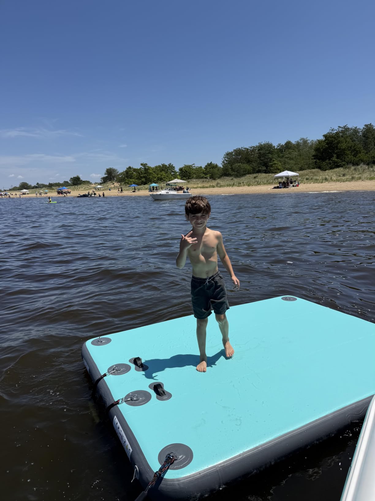 AWSUM Inflatable Floating Dock for Water Activities, 6ft-15ft Island Raft | With Non-Slip Surface, Load Capacity 450-1800 lbs, Water Platform for Pool, Lake, Pond, Beach, River & Ocean Activities customer photo 1