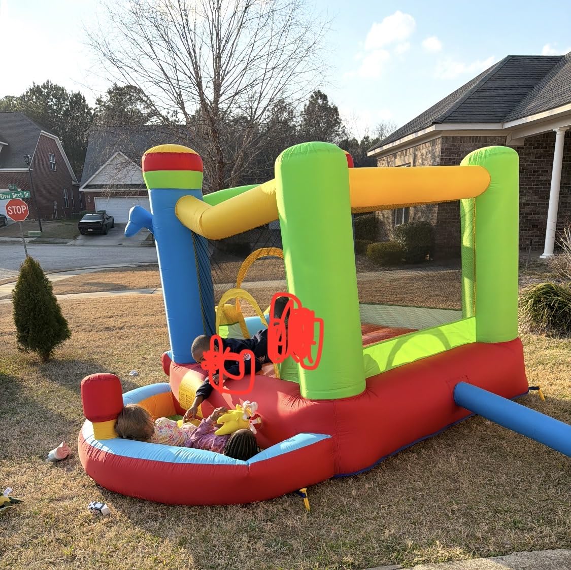BOUNTECH Inflatable Bounce House with Ball Pit, Bouncy House for Kids 3-12 Indoor Outdoor with 480w Blower, Jumping, Basketball Hoop, Bounce House with Slide for Toddler Backyard Birthday Party Gifts customer photo 1