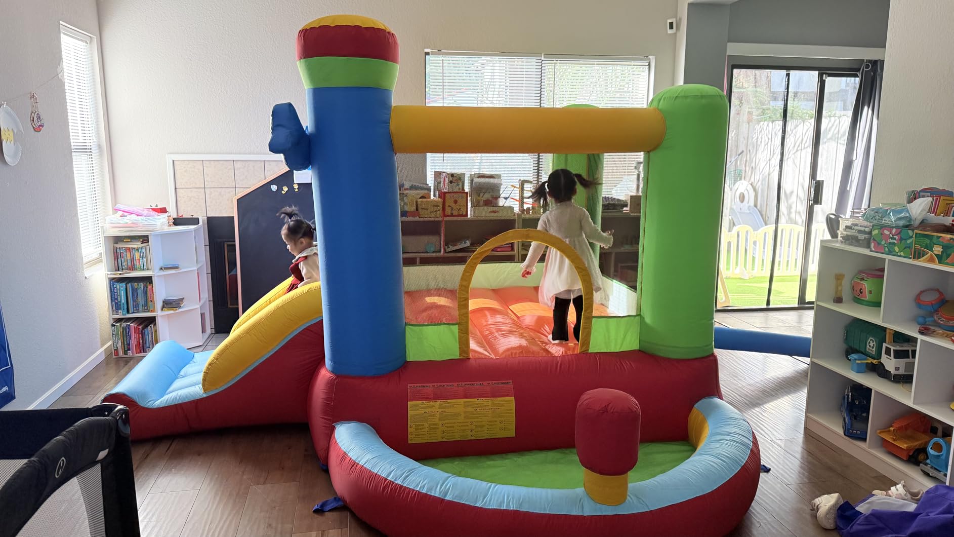 BOUNTECH Inflatable Bounce House with Ball Pit, Bouncy House for Kids 3-12 Indoor Outdoor with 480w Blower, Jumping, Basketball Hoop, Bounce House with Slide for Toddler Backyard Birthday Party Gifts customer photo 2
