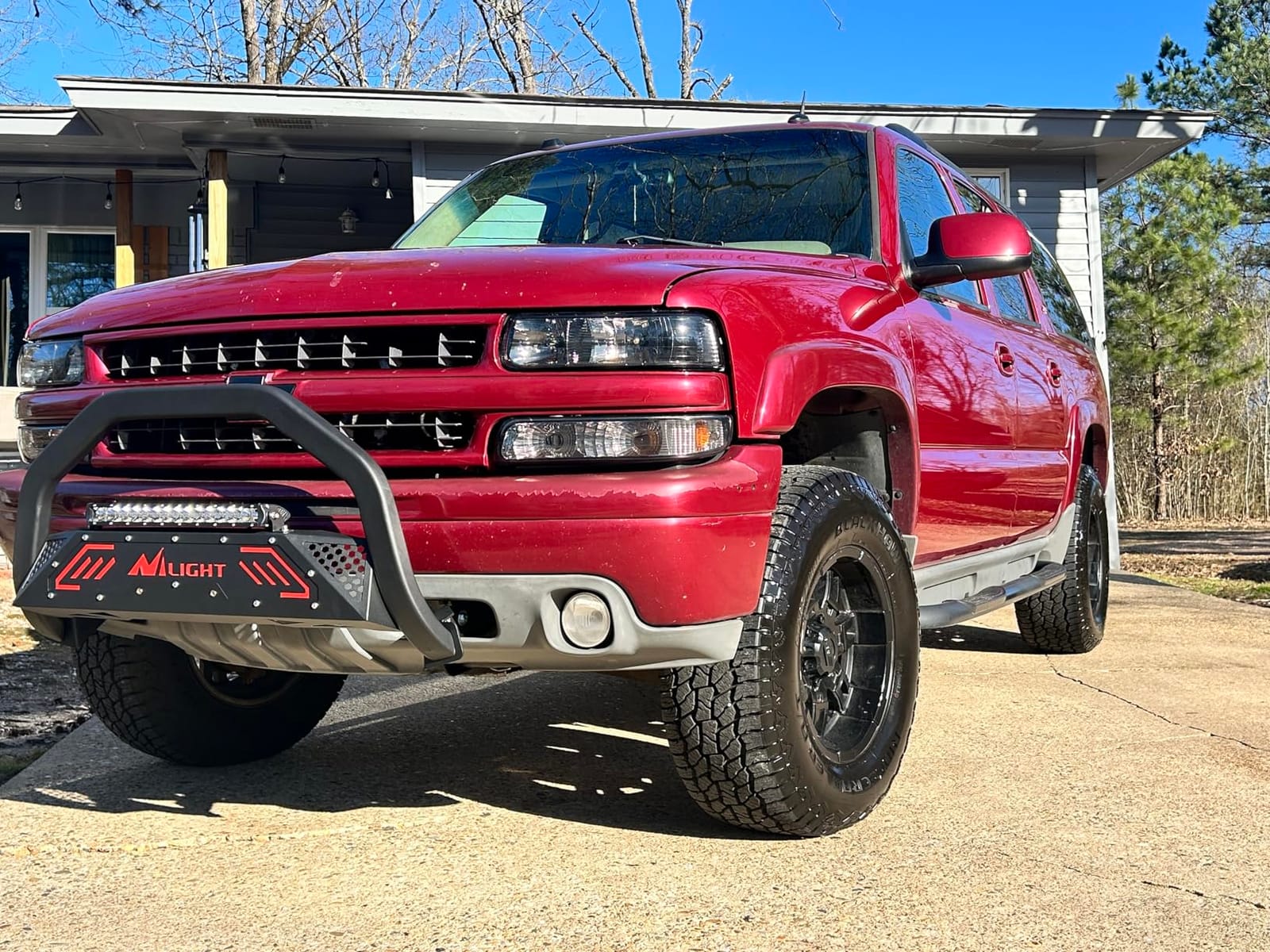 Nilight Bull Bar with Light for 2007-2018 Chevy Silverado GMC Sierra 1500 | For 2007-2020 Chevy Tahoe Suburban&GMC Yukon/Yukon XL, grille brush guard w/ auxiliary LED light, skid plate licence hole customer photo 1