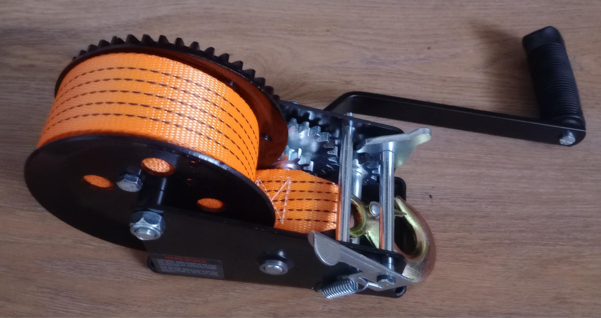 Kolvoii 3500 lb Boat Trailer Winch, 33 ft Strap, 2-Speed 4:1/8:1, Blue | Polyester strap, two-way ratchet, 8 mm high-carbon steel gears and galvanized finish customer photo 2