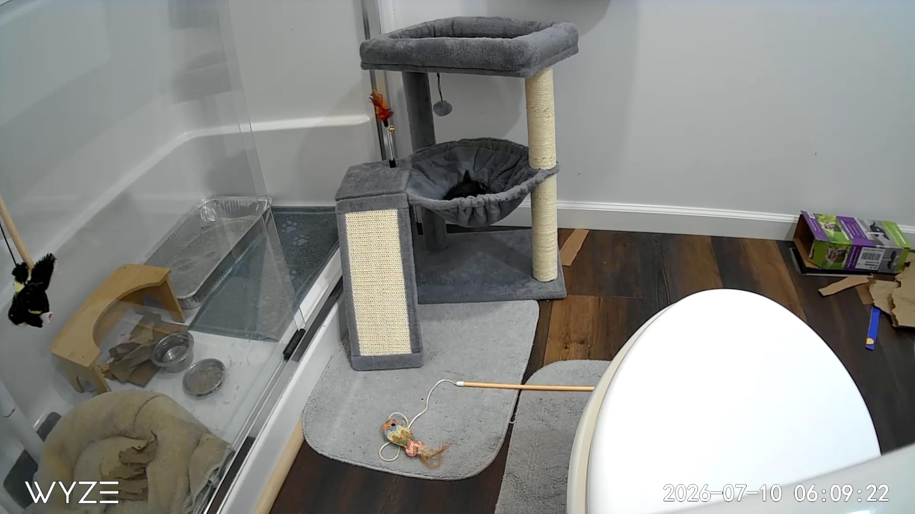 YOUPET Cat Tree with Cat Scratching Post for Indoor Cats, Cat Tower with Scratching Board and Playful Toy Balls, Cat Tree Tower with Cozy Hammock, Grey customer photo 2