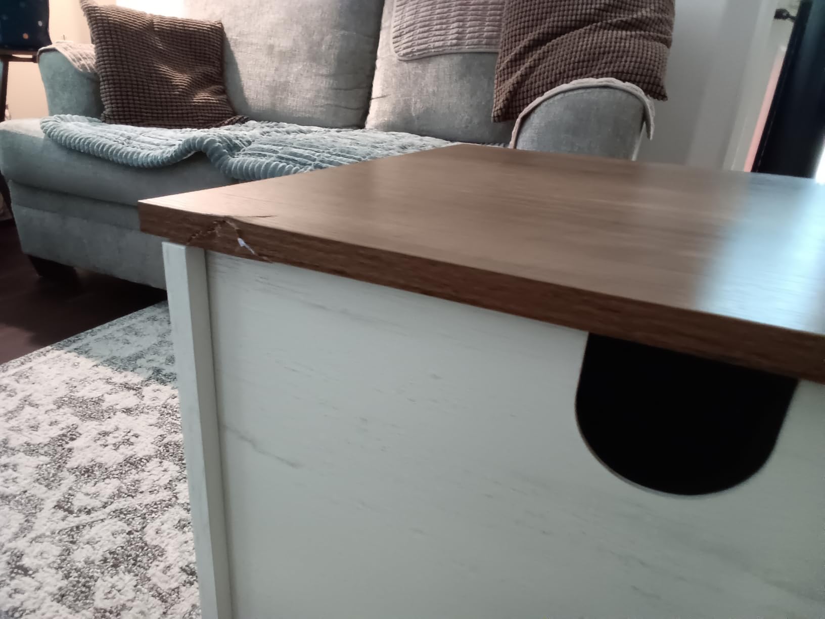 VASAGLE Farmhouse TV Stand for 80'' TV, Media Console, Sliding Barn Doors | Entertainment Center with Storage Cabinets, for Living Room, Rustic White and Honey Brown customer photo 2