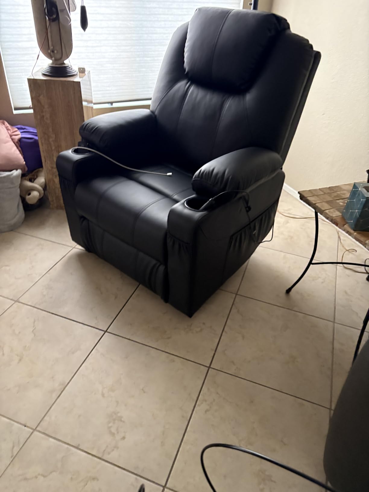 MCombo Oversized Power Lift Recliner Chair for Elderly, Lift Chair with Heat and Massage for Big and Tall, USB&Type C Ports, Cup Holders, Faux Leather R7510 (Dark Brown, Large-Wide) customer photo 2