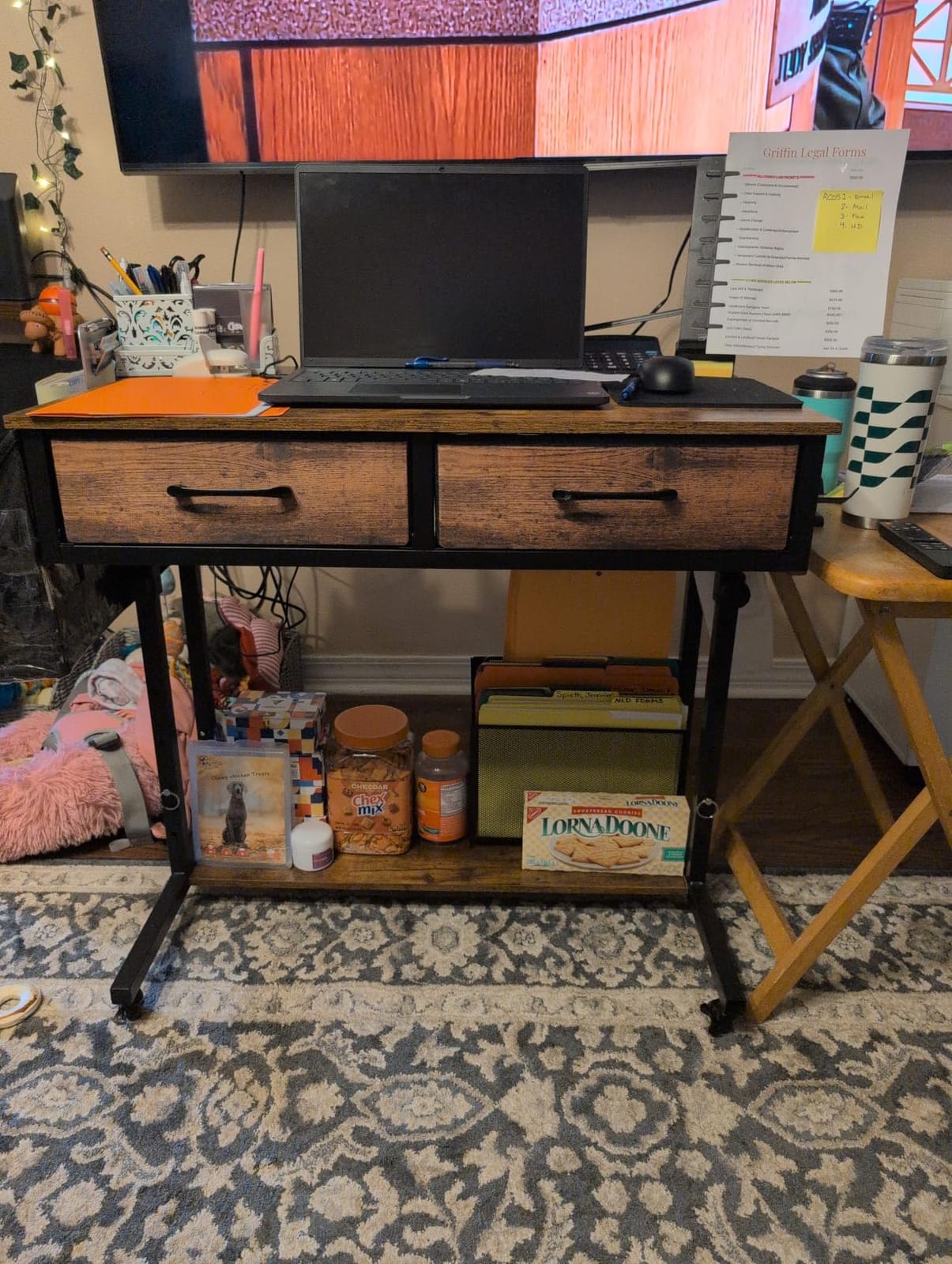 WINAZ Small Rolling Desk with Drawers & Storage - 32 Inch Adjustable Height Standing Desk on Wheels for Teachers, Students, Portable Mobile Workstation for Home Office, Small Spaces, Sewing & Crafts customer photo 2