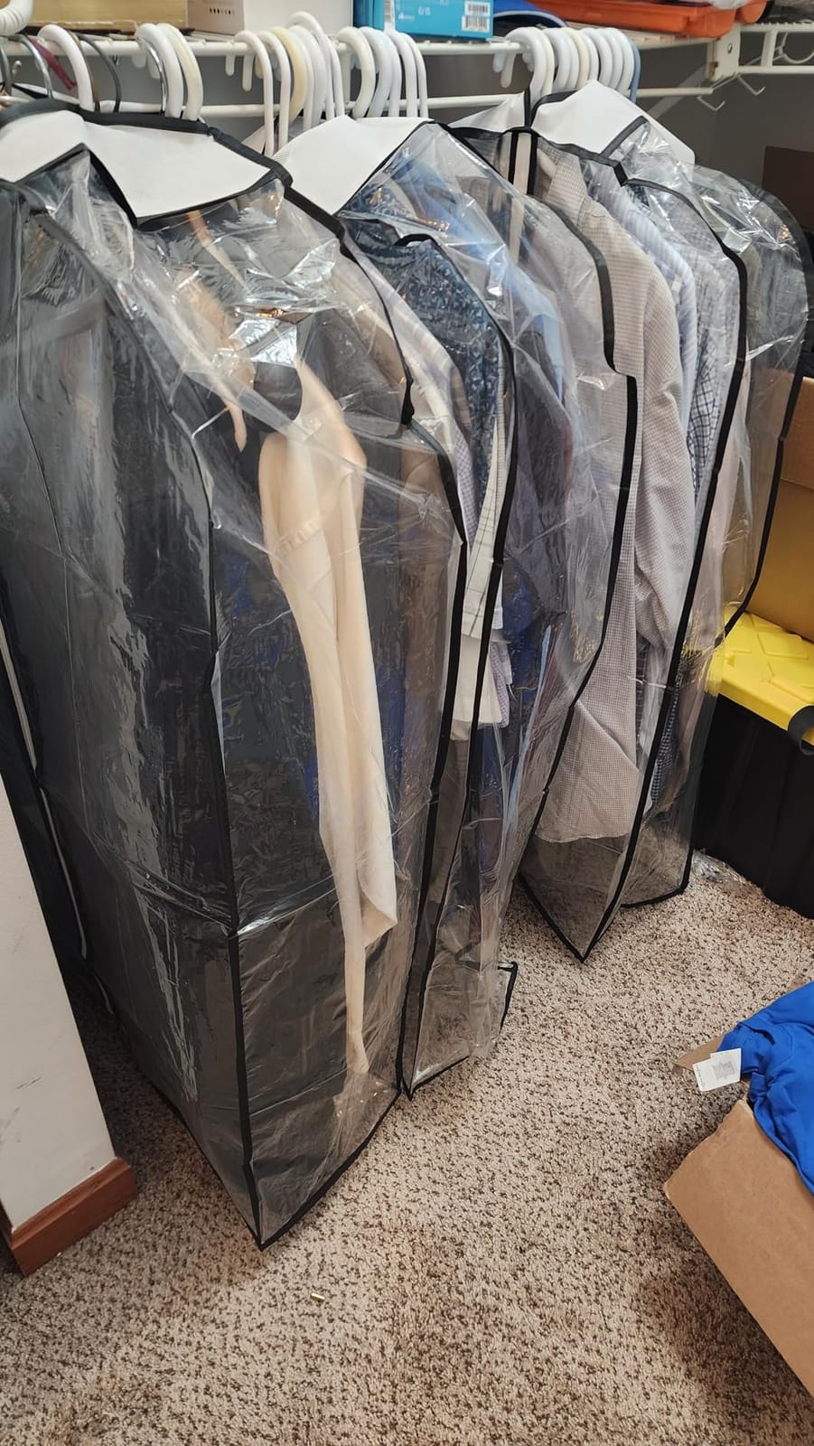 LANDNEOO 6 Pack Clear Garment Bags for Hanging Clothes with Zippers on Double Sides - 10'' Clothes Storage for Coat, Dress, and Fur in Closet - 40'' Long Suit Bags customer photo 1