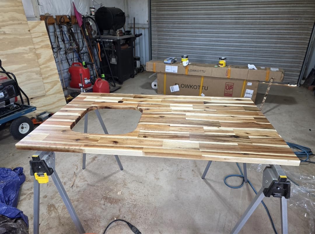Howizz 72 x 30 in Solid Wood Table Top - 1in Thick Butcher Block Countertop for Standing Desk, Office Table, Workbench, DIY Furniture Projects, Cherry Finish customer photo 2