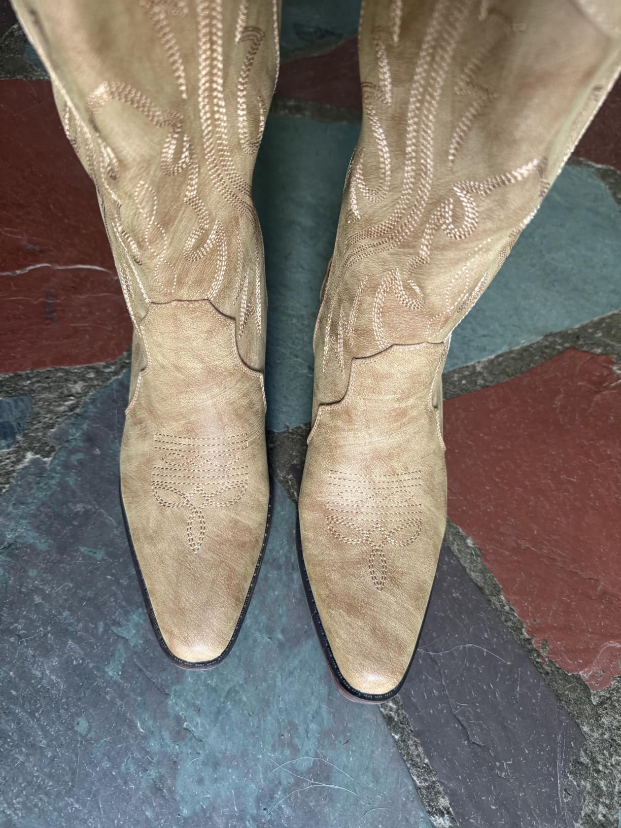 IUV Cowboy Boots For Women Western Cowgirl Boots Mid Calf Snip Toe customer photo 1