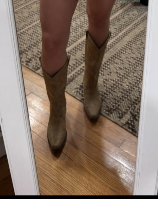 IUV Cowboy Boots For Women Western Cowgirl Boots Mid Calf Snip Toe customer photo 2