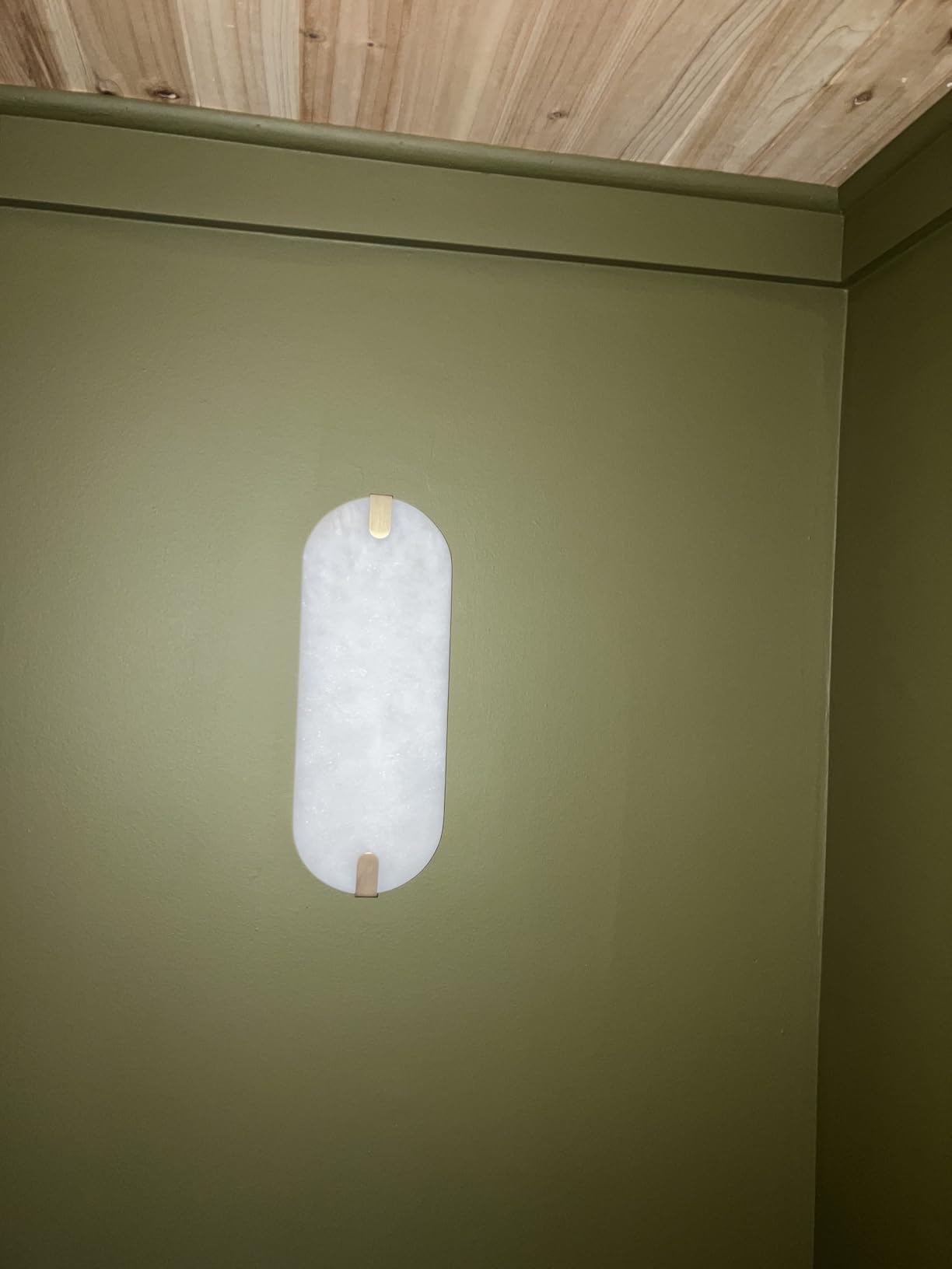 14.17in Alabaster Wall Sconces, Natural Marble Wall Light Set of Two, Modern LED Alabaster Sconces for Living Room Indoor Wall Lamps for Dining Room Stairs Bedroom, Brushed Gold customer photo 2