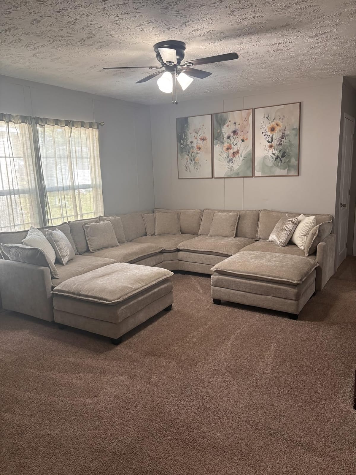 Oversized Modular Sectional Sofa, 7 Seater Deep Seat Cloud Couch Sectional | Chenille Corner Couch | 7 Pillows | 2 Movable Ottomans | For Spacious Living Room Reception Rooms, Large Families | Camel customer photo 2