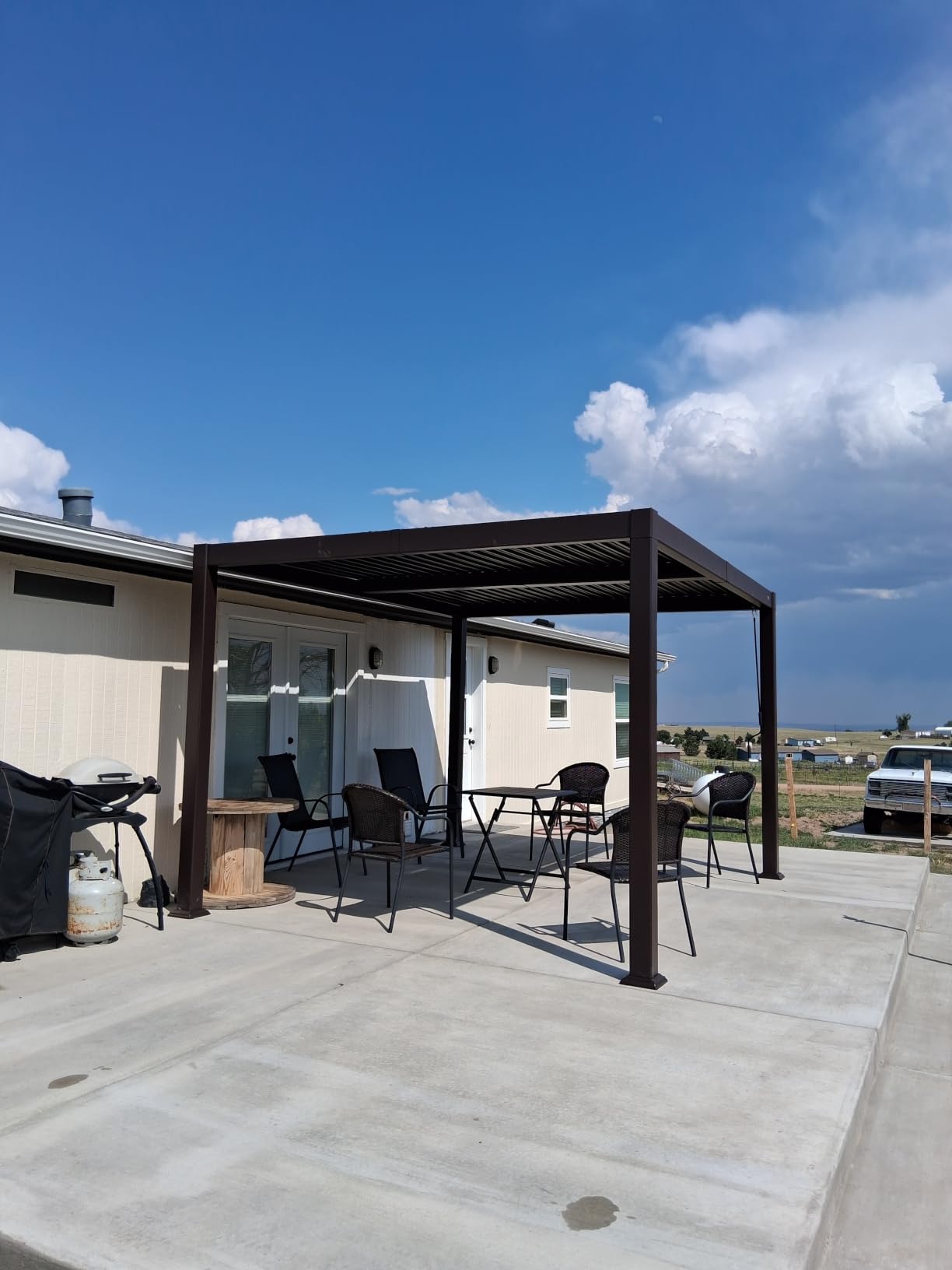 PURPLE LEAF Outdoor Louvered Pergola 10' x 12' Patio Aluminum Gazebo Bronze | 0-85° Louvers Adjust Shade, 4.5