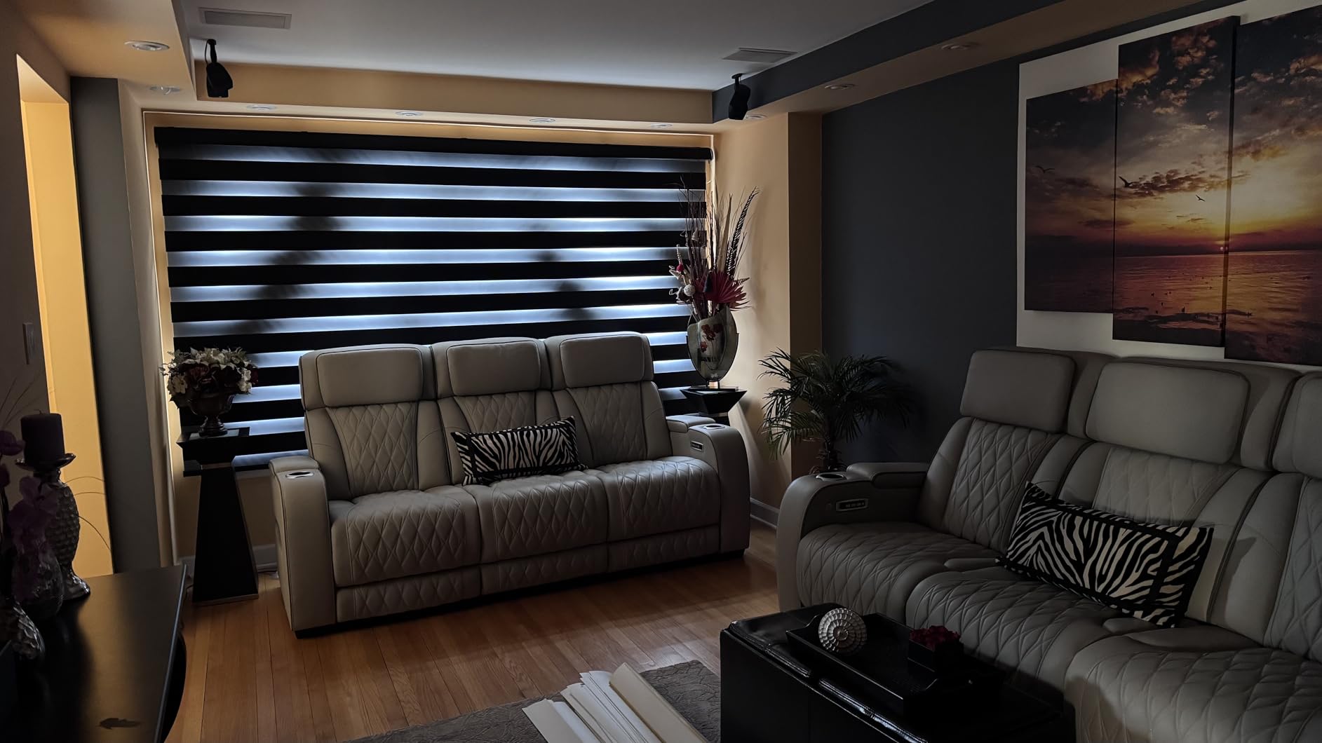 Kincmo Motorized Blinds with Remote App Voice Control, Custom Zebra Shades | Ultra Quiet Electric Blinds for Windows Doors, Work with Apple HomeKit, Alexa, Google Home (100% Blackout Gentle Black) customer photo 2