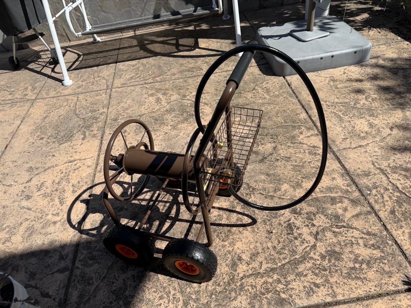 WERMAH Upgrade Hose Reel Cart, Garden Hose Cart 4 Wheels, Holds 300ft 5/8