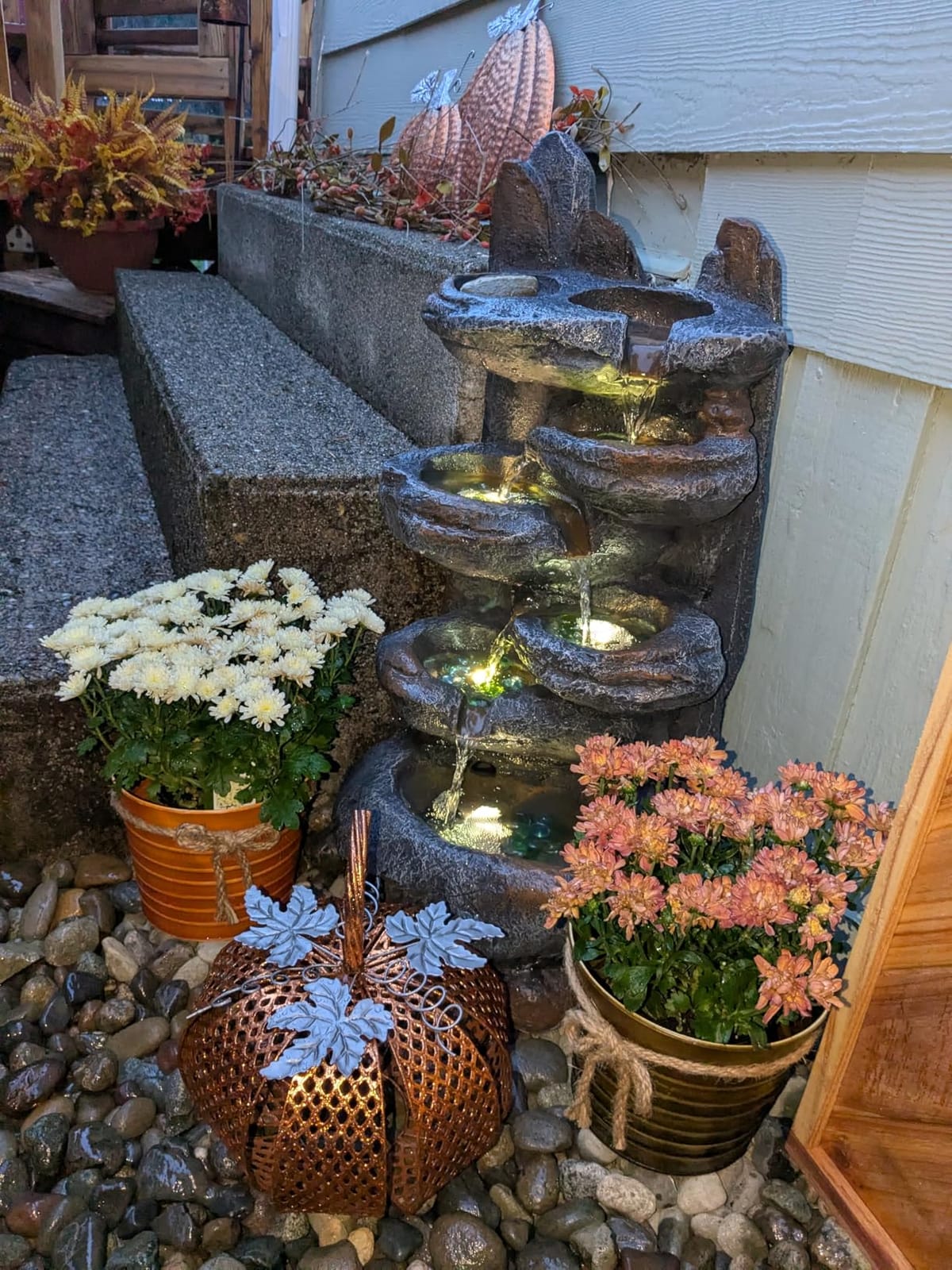 TITIMO 5-Tier Cascading Rock Water Fountain Outdoor Waterfall with Lights, Bird Water Fountain, Garden Fountain Indoor Decor for Garden, Patio, Backyard, Deck, Porch and Home Art Decor customer photo 1