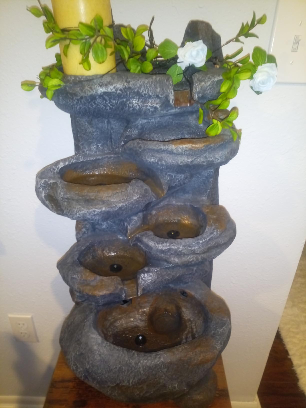 TITIMO 5-Tier Cascading Rock Water Fountain Outdoor Waterfall with Lights, Bird Water Fountain, Garden Fountain Indoor Decor for Garden, Patio, Backyard, Deck, Porch and Home Art Decor customer photo 2