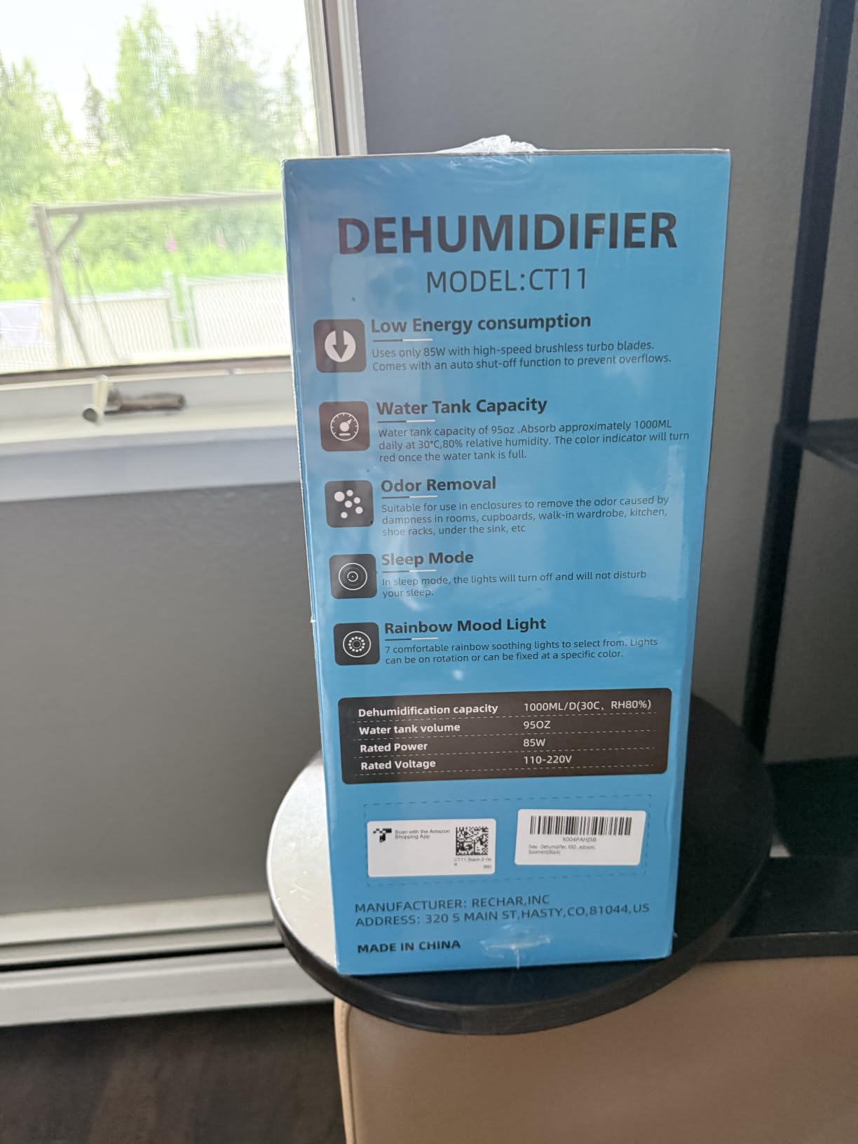 BEDRED Dehumidifier, 95OZ Dehumidifier for Home 1000 sq ft - Quiet with Auto Shut Off & Relaxing 7 Color Ambient Light, Ideal for Livingroom, Bedroom, Basement (Black) customer photo 2