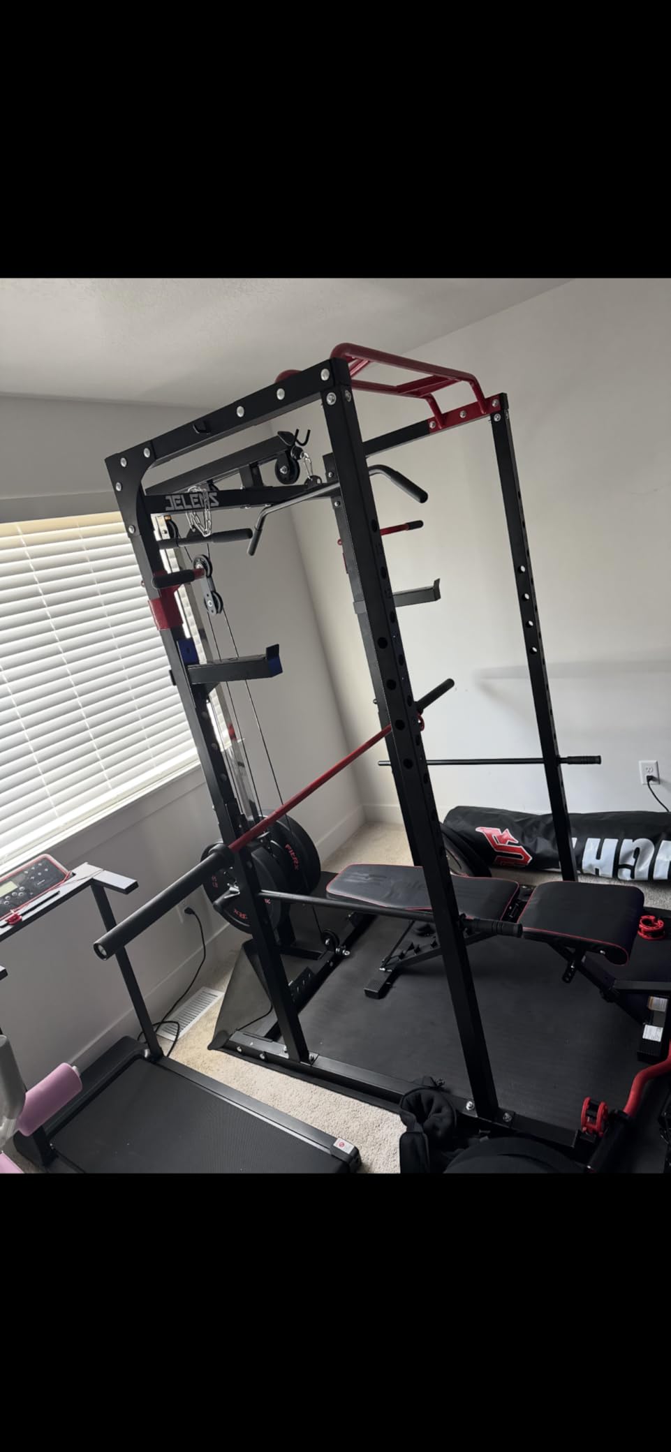 JELENS S11 Power Cage, 2000LB Multi-Function Power Rack with LAT Pulldown, Squat Rack with Adjustable Pulley System and Training Attachments, Weight Rack for Home Gym customer photo 2