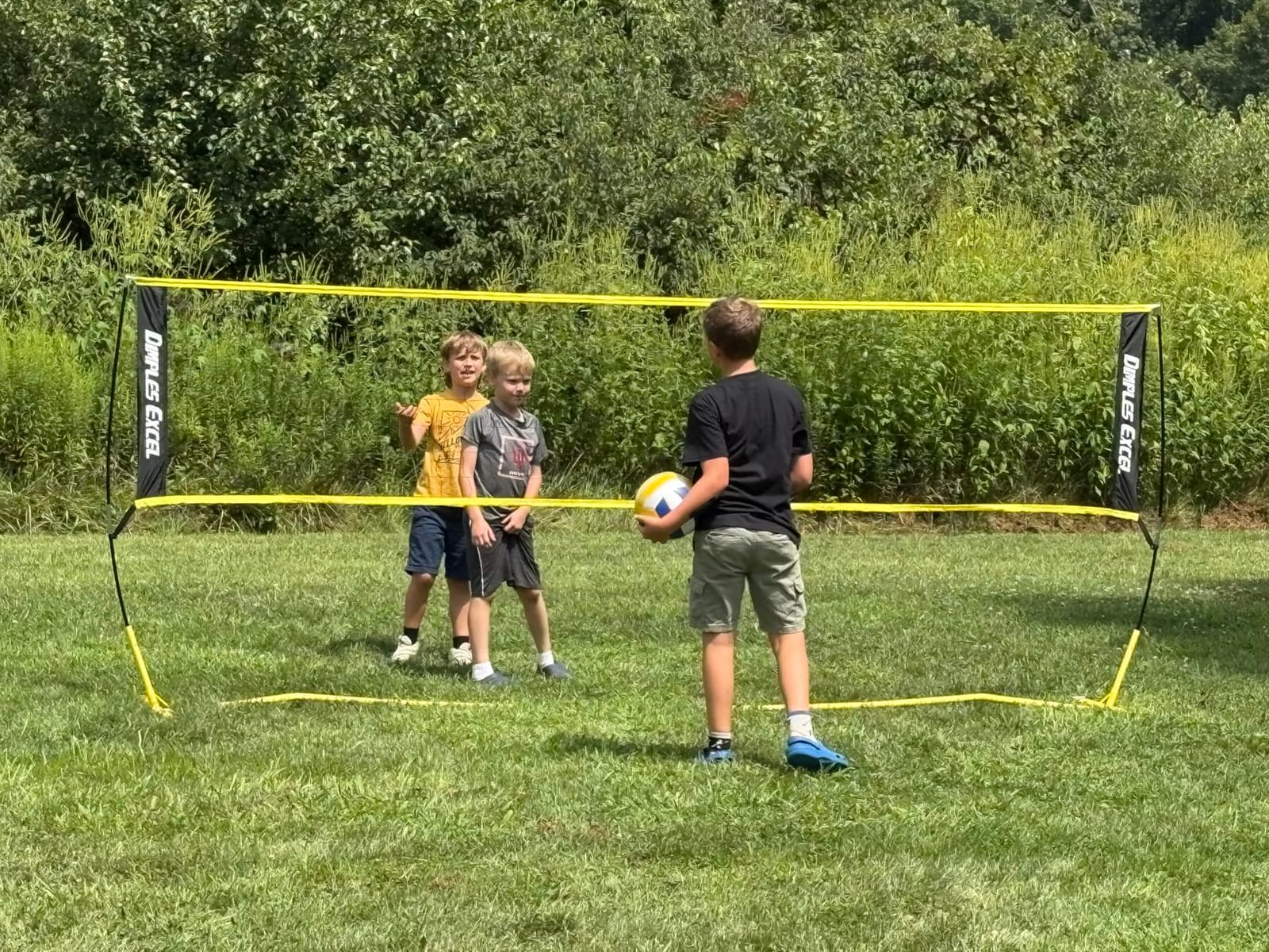 Dimples Excel 12x8 FT Portable Volleyball Net Set, 4 Adjustable Heights Set | For All Ages & Skill Levels, Indoor Outdoor Backyard Beach Gym, Includes Ball Pump Sandbags Carry Bag, 5 Min Fast Setup customer photo 2