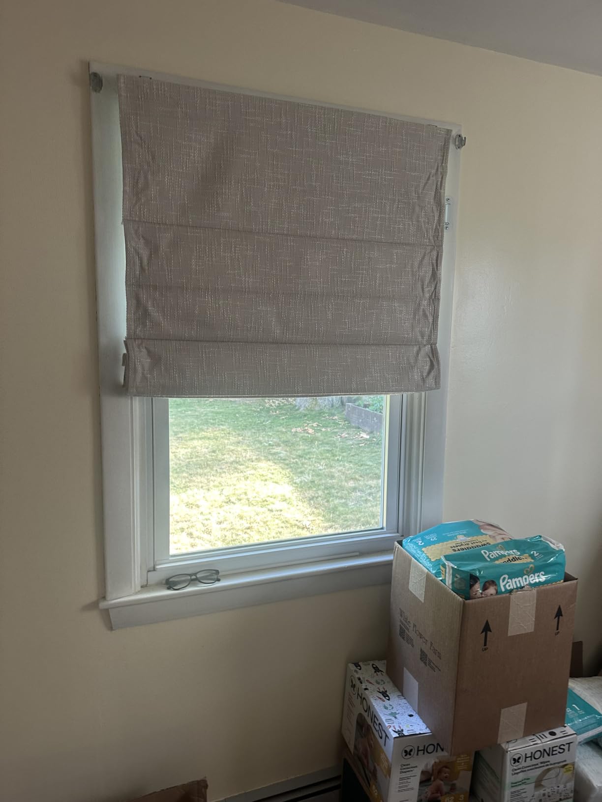 Madison Park Roman Shade, Blackout Blinds Thermal Insulated, 33x64 Linen | Cordless Roman Shades for Indoor Windows, Privacy Linen Textured Window Treatment for Living Room, Inside/Outside Mount customer photo 1