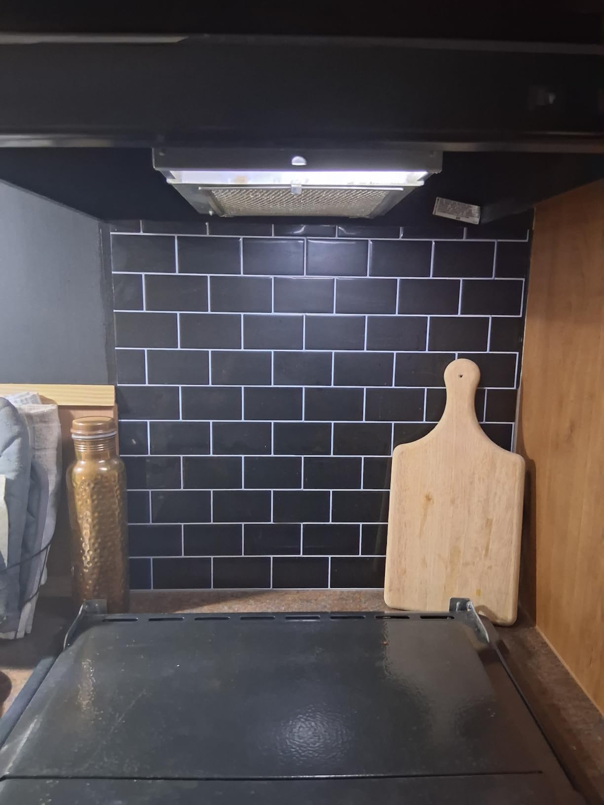 Black Peel and Stick Backsplash Subway Tile for Kitchen 10-Sheet | Thick, Self Adhesive, Wall, Sticky, Brick, for Bathroom, Laundry, Sink, 12