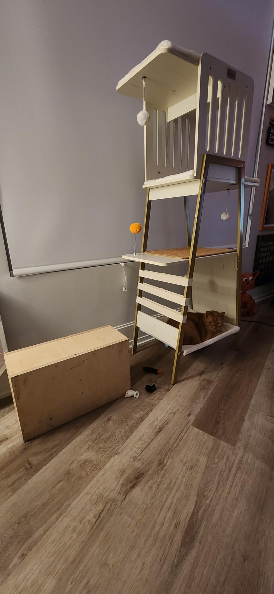 FourFurPets Modern Cat Tree, 58-Inch Cat Tower for Large Cats, Maine Coon Cat Tree with Scratching Board, Large Perch, Hammock and Removable Pads, Rustic Brown customer photo 2