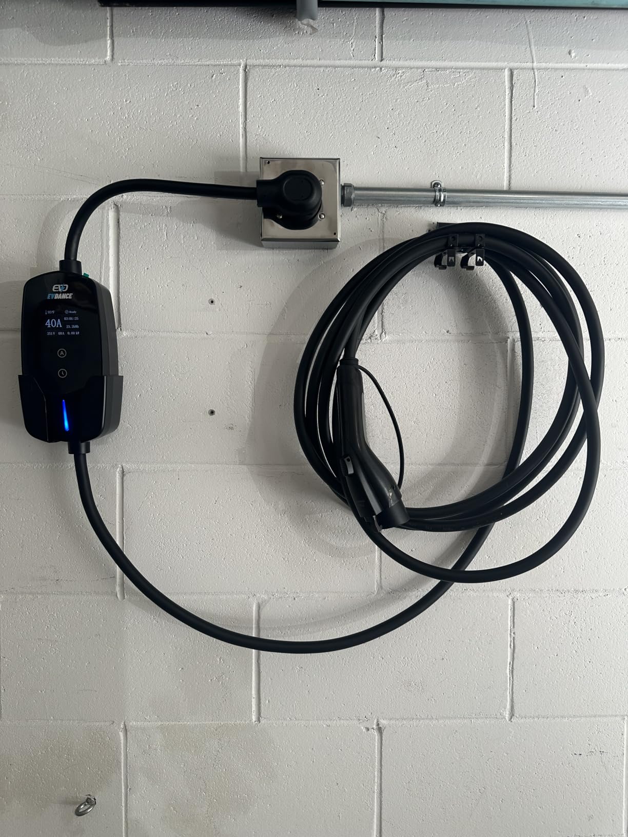 EVDANCE Level 2 EV Charger 40Amp, 240V 9.6KW Portable Electric Vehicle Charging Stations with NEMA 14-50P, 25FT Cable Adjustable Current/Timing Delay Home Electric Car Charger for J1772 BEVs/PHEVs customer photo 1