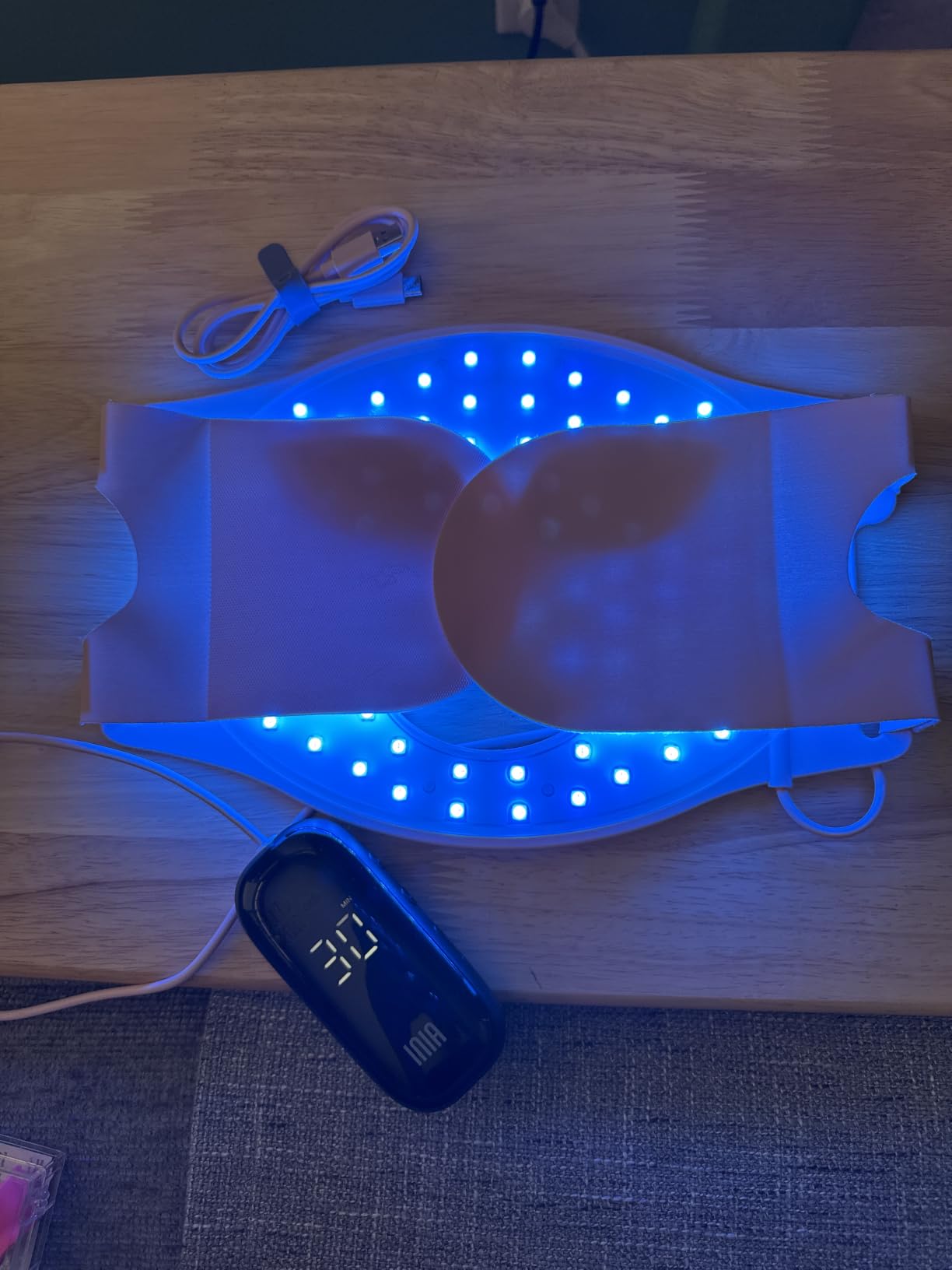 INIA Red Light Therapy Mask for Face, 850nm NIR, Red/Blue LED Light 4 Modes | 220 LEDs, 105mW/cm² output, 2600mAh rechargeable battery, 10-30min timer, auto shut-off - visible results in just 4 weeks customer photo 2