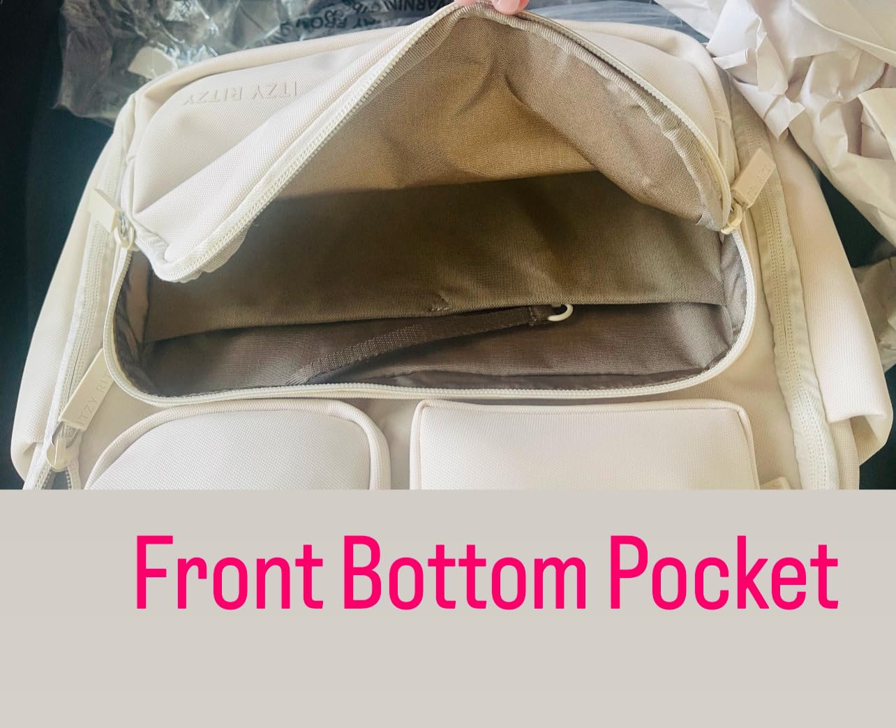 Itzy Ritzy Utility Diaper Bag Backpack, 17 Pockets w/Changing Pad (Mocha) | Travel-Ready Diaper Backpack with 2 Insulated Bottle Holders, Laptop Compartment, Trolley Sleeve, Straps customer photo 1