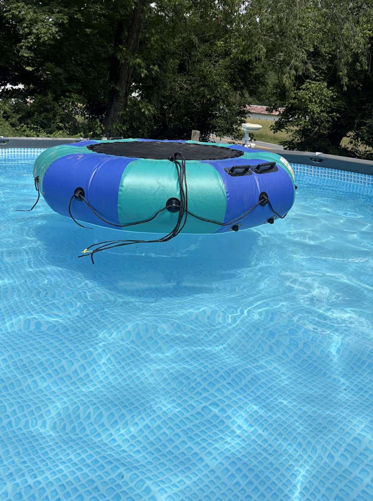 6FT/10FT12FT/15FT Inflatable Water Trampoline, Recreational Water Bouncer, Adults Youth Floating Rebounder with 4-Step Ladder, Portable Bounce Swim Platform for Pool, Lake, Water Sports customer photo 2