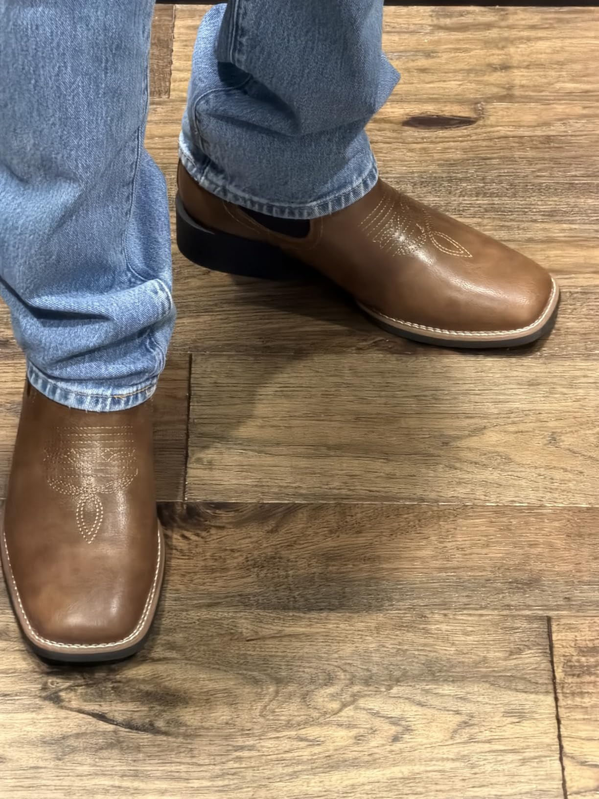 Choiran Western Cowboy Boots for Men - Mens Square Toe Chelsea Boots Ankle Cowboy Boots for Men Casual Retro Stylish Boots customer photo 2