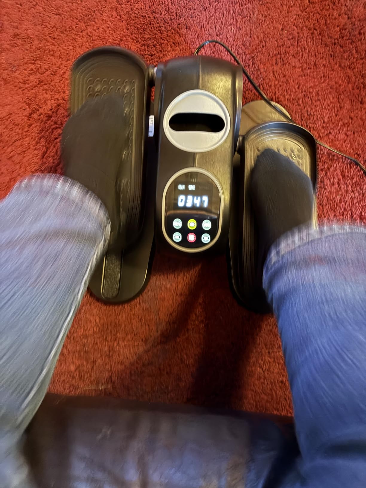 MERACH Under Desk Elliptical, Leg Exerciser While Sitting for Seniors | Quiet Portable Electric Seated Pedal Exerciser Machine with Remote Control & 12-Speeds for Home Office customer photo 1