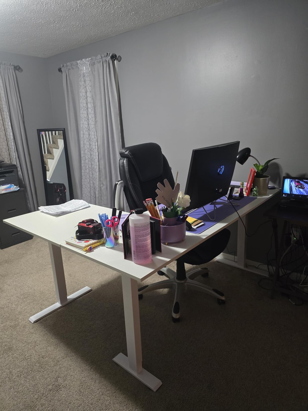 Casaottima 63 Inch L Shaped Electric Standing Desk, Home Office, White | Reversible Corner Desk with Height Adjustment, Ergonomic Sit Stand Table for Home Office, Computer Workstation customer photo 2