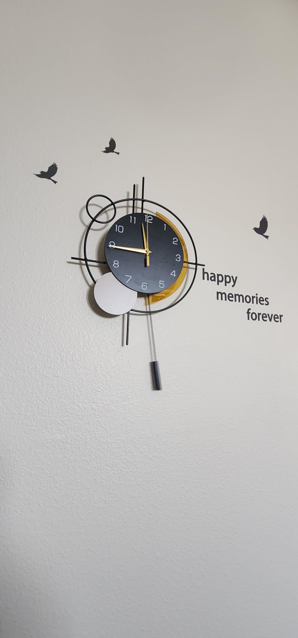Wall Clock for Living Room Decor Modern Clock Pendulum Silent | Quartz Battery Operated Black Metal Decorative Large Clock for Dining Room, Kitchen, Home, Bathroom, Bedroom, Analog 13.8x21.3 in customer photo 1