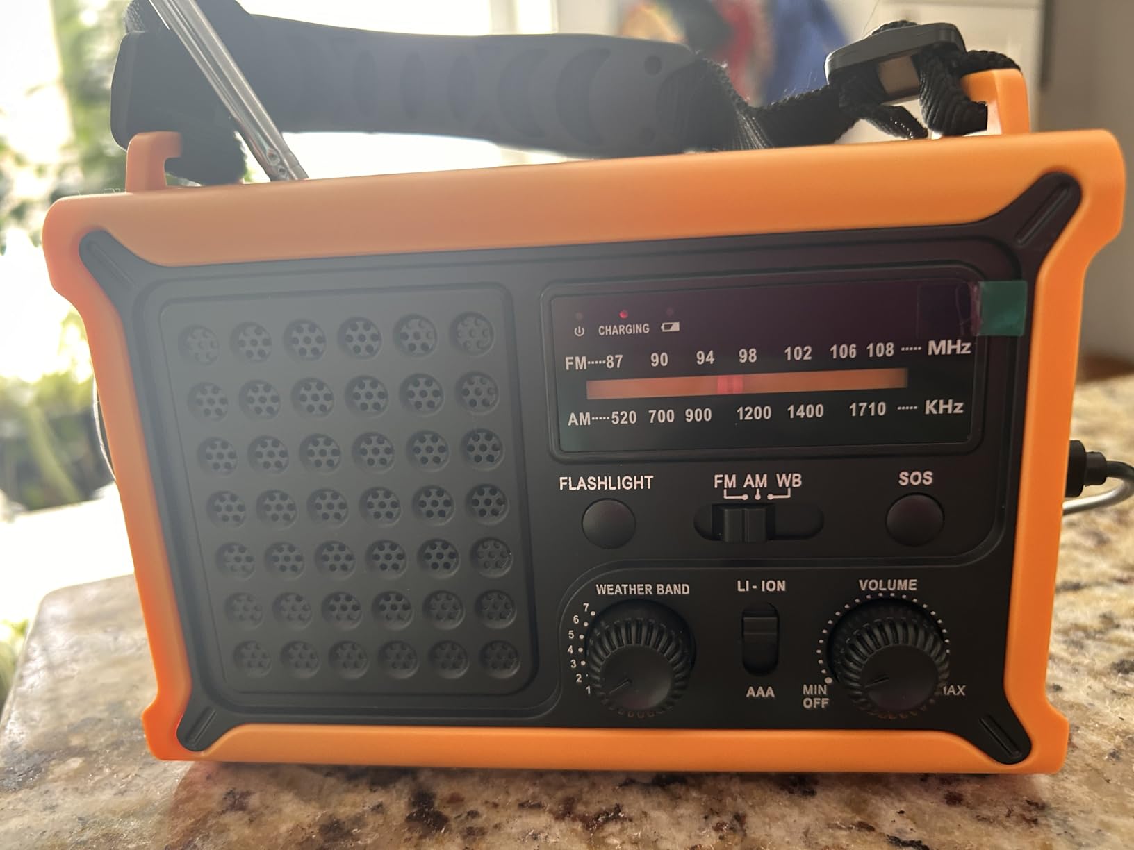 Solar Radio Emergency Hand Crank 12000mAh with Clear Signal | AM FM NOAA Weather Radio Battery Operated with 2-Mode LED Flashlight Cell Phone Charger Dual Outputs SOS customer photo 1