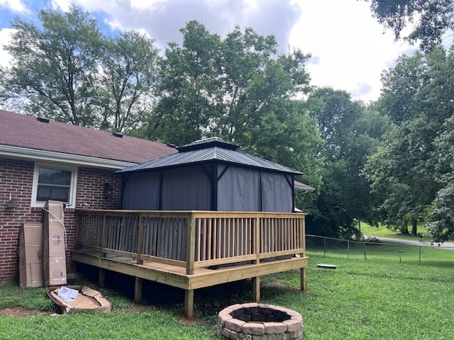 Aoxun Gazebo 10x12 Hardtop Gazebo with Double Galvanized Steel Roof, Gray | Metal Frame Outdoor Pavilion with Breathable Netting and Privacy Curtain for Backyard customer photo 2