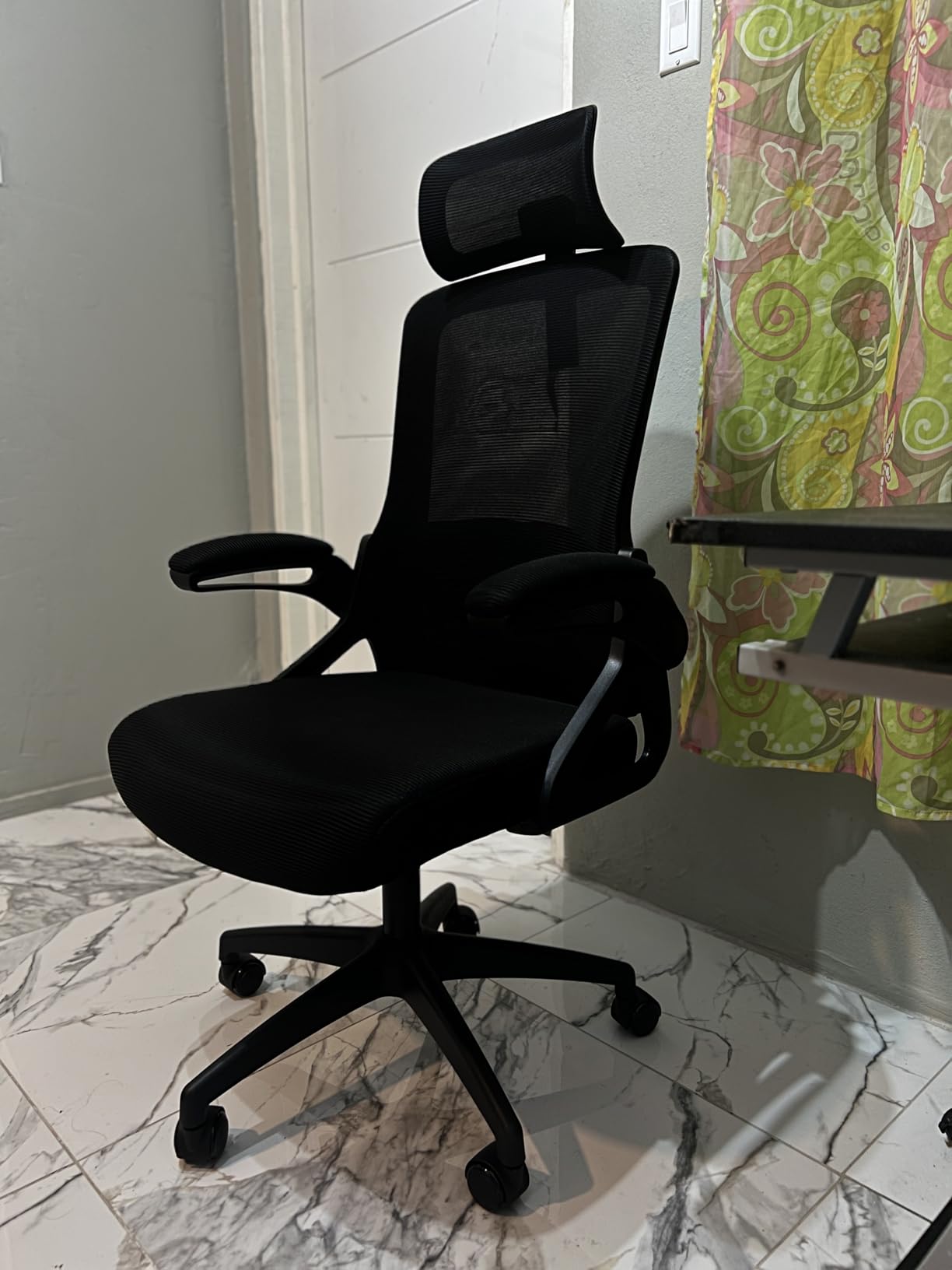 Fizzin Office Chair Mesh Computer Chairs with Adjustable Lumbar Support | Ergonomic Office Chair, Home Office Desk Chairs with Thickened Cushion and Headrest, Comfy Gaming Chair (Black) customer photo 2