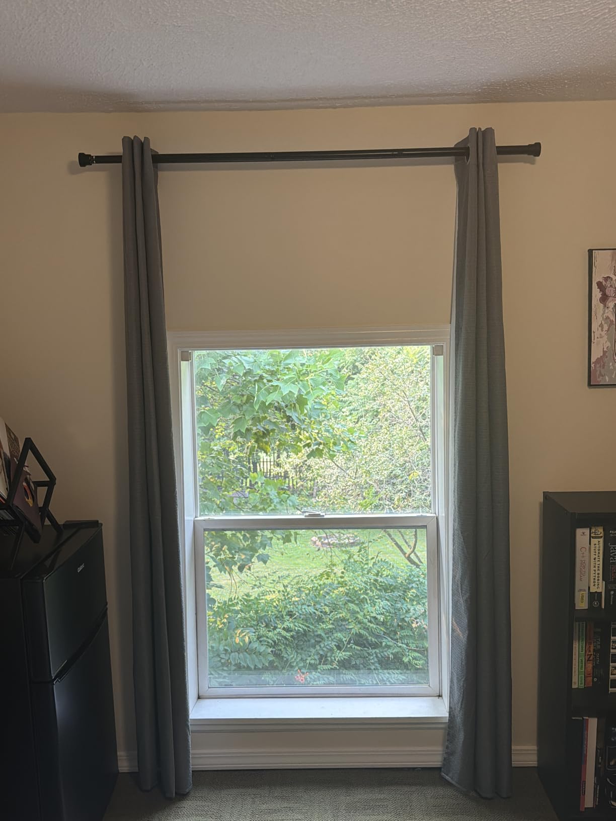 YaFex Curtain Rods 32-144 Inch, Heavy Duty 1 Inch Adjustable Curtain Rod for Windows, Black Extra Long Window Treatment Rods, Modern Design, Easy Installation customer photo 1