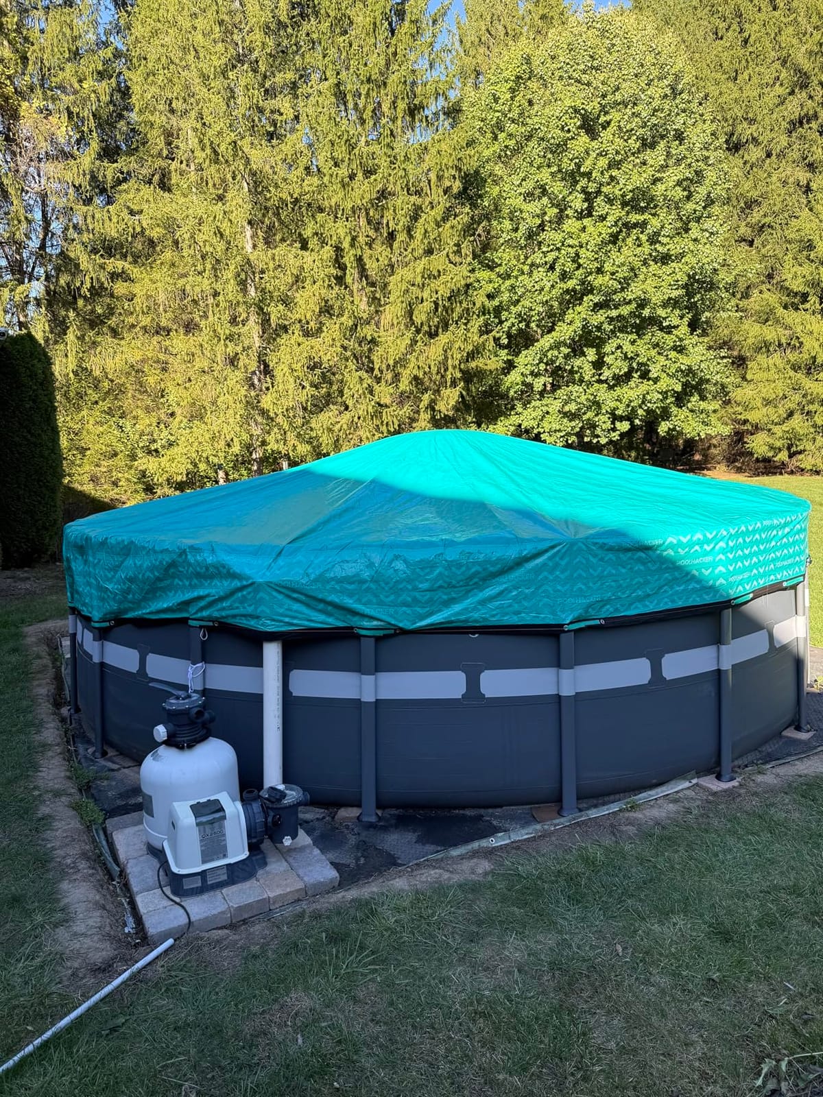 POOLHACKER 15x30 FT Oval Pool Cover, 420D Extra Thick | Durable & UV-Resistant Winter Pool Cover, 4 FT Overlap, Cable & Pulley System, Harsh-Weather Ready for Above-Ground Pools customer photo 2