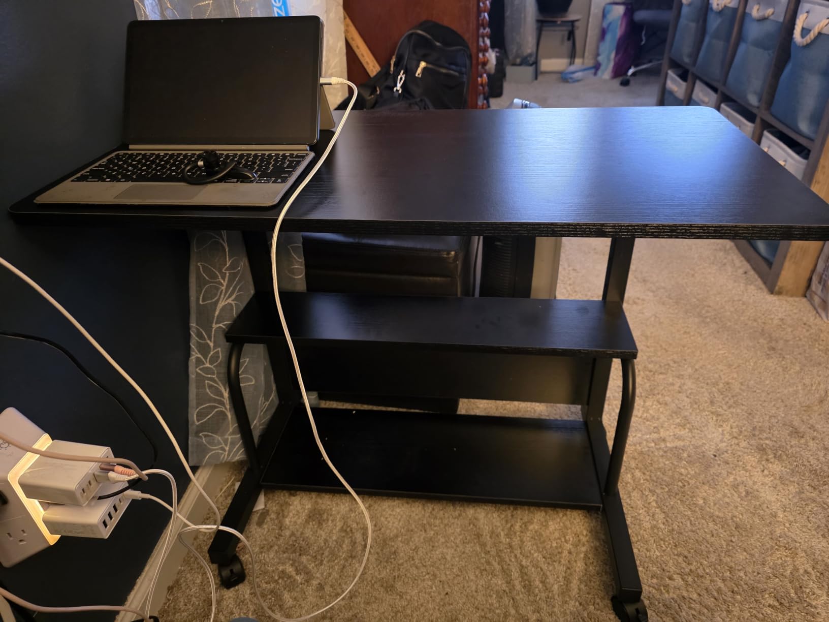 QZMDSM Portable Desk with Wheels Small Standing Desk on Wheels Adjustable Height Rolling Desks for Small Spaces, 32