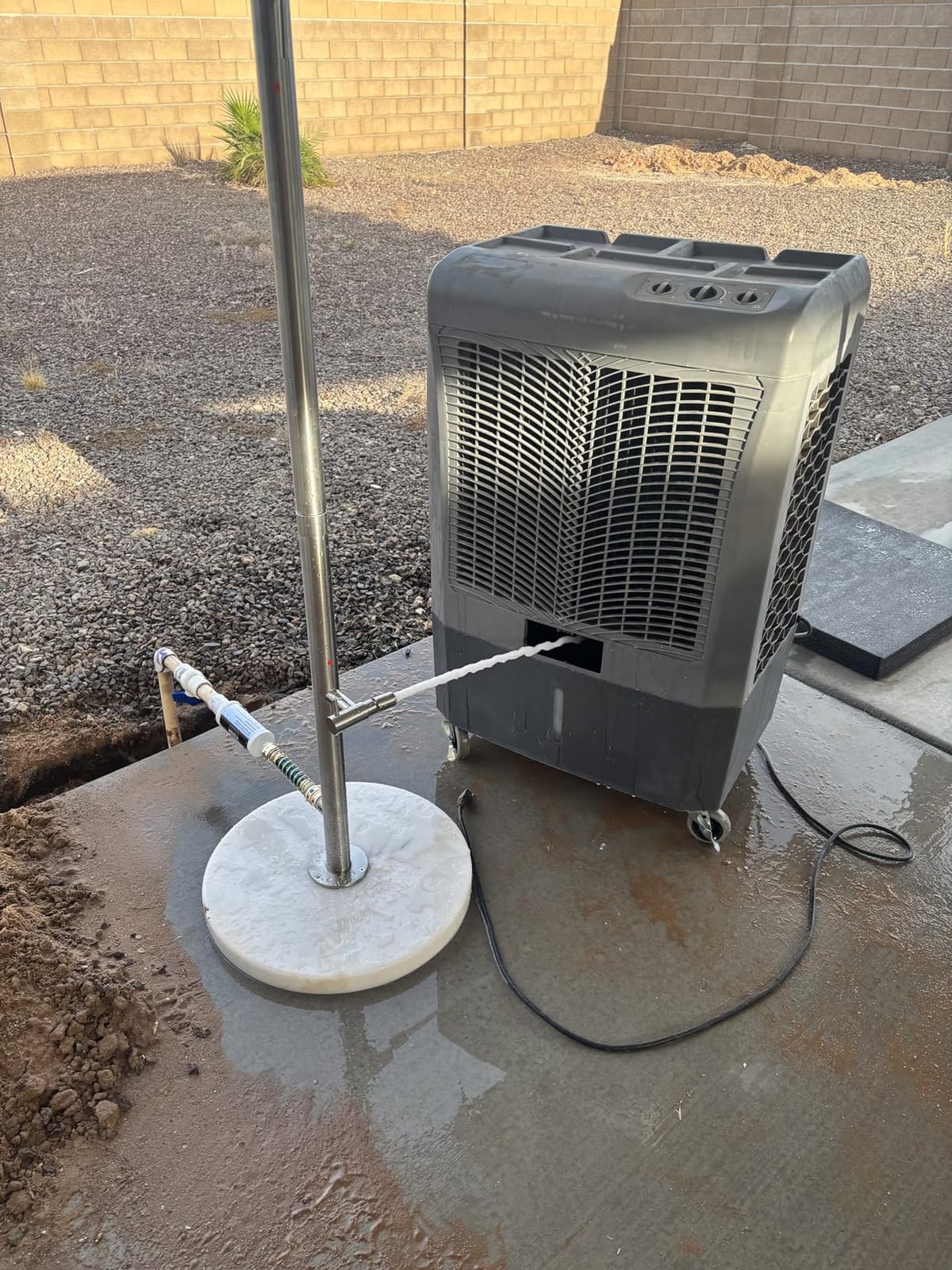 KES Natural Marble Outdoor Shower with Weighted Base, Freestanding Poolside Rain Shower Head & Foot Rinse, 3/4
