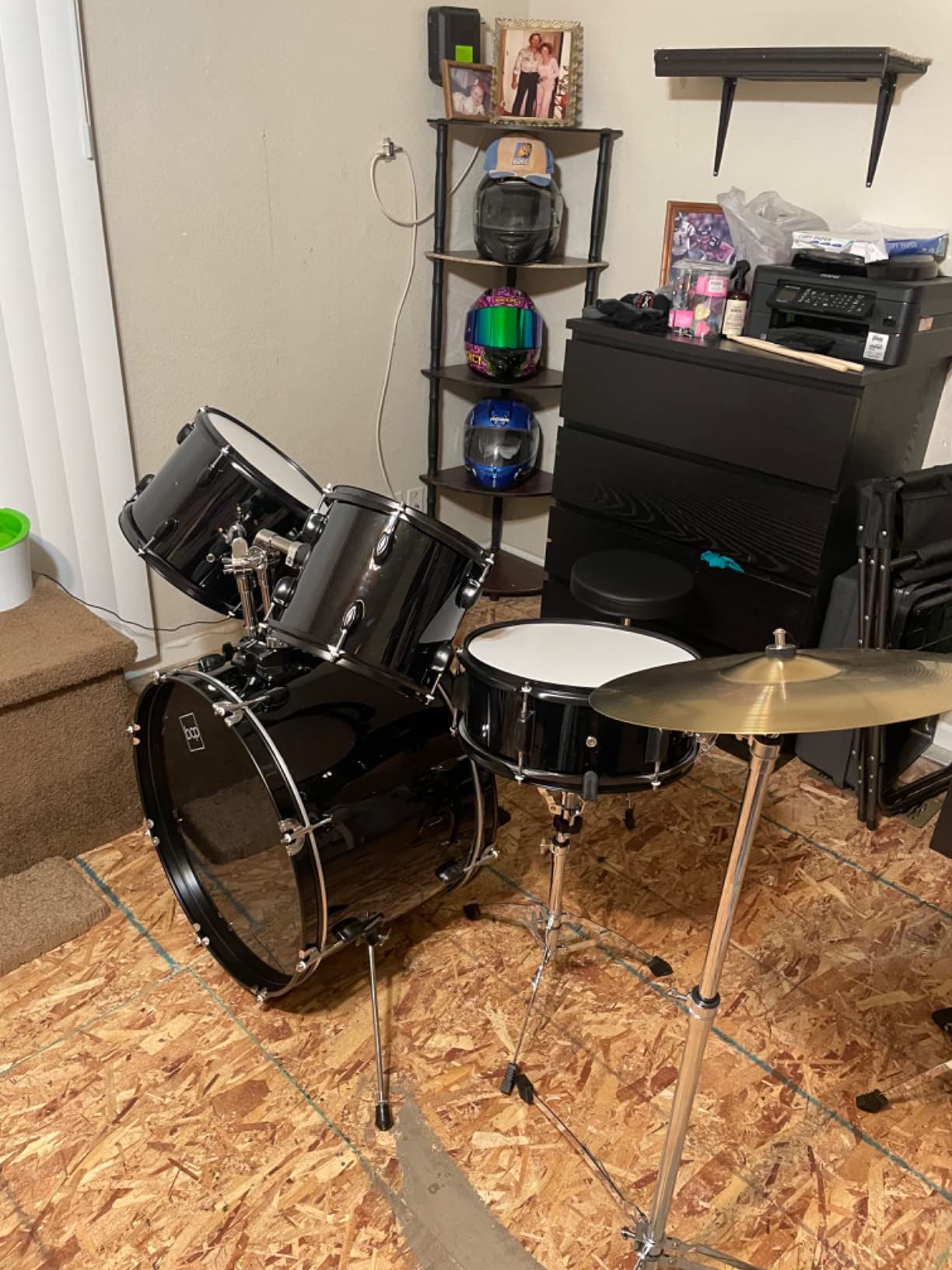 Best Choice Products 5-Piece Full Size Complete Adult Drum Set w/Cymbal Stands, Stool, Drum Pedal, Sticks, Floor Tom - Natural customer photo 2
