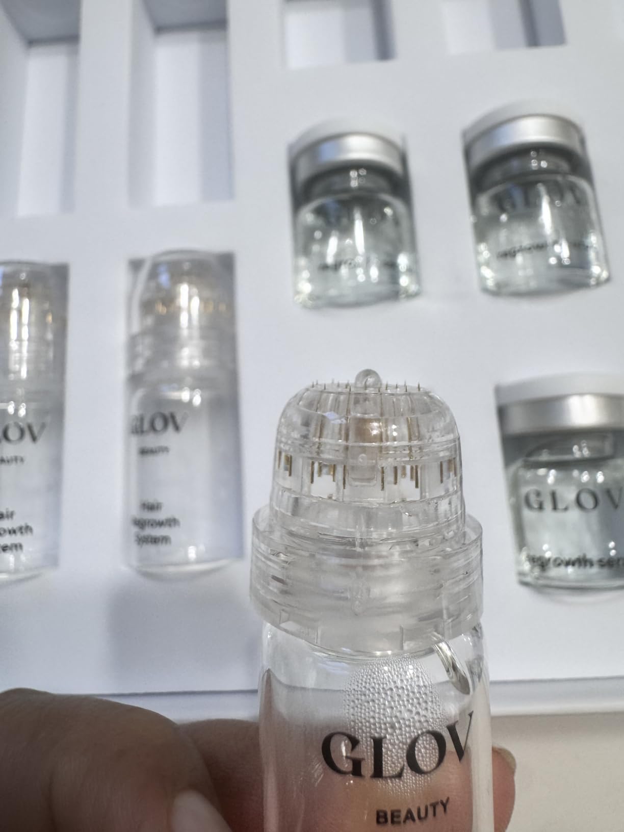 Glov Beauty Micro Infusion Hair Renewal Kit - 0.25mm Gold Derma Stamp with Hyaluronic Acid, Peptide & Botanical Serum Ampoules | Hydrating Scalp Treatment for Fuller, Thicker-Looking, Healthier Hair customer photo 2