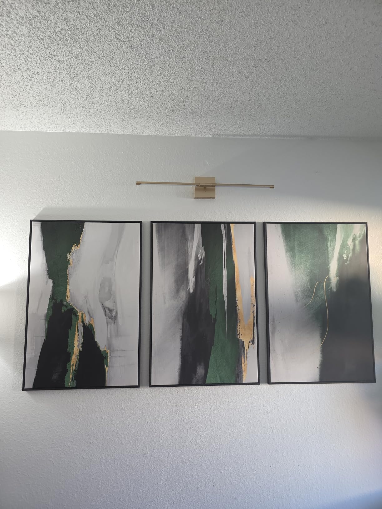 Large Framed Abstract Nature Landscape Wall Art for Living Room, 24x36 In | Green lake pictures, Set of 3 paintings, Canvas prints, Wood frame, Modern artwork, Wall decor for bedroom dining room office customer photo 1