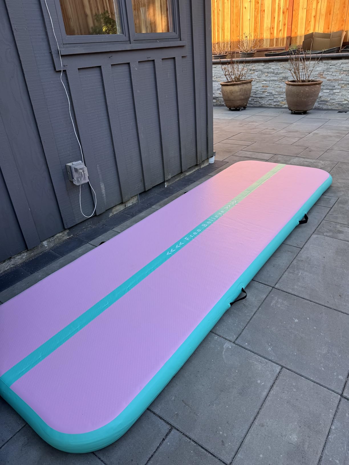 FINCOME Inflatable Gymnastics Air Mat Tumble Track Mats for Home with Pump | 10/13/16/20ft Tumbling Mat for Training Cheerleading Yoga Home 4