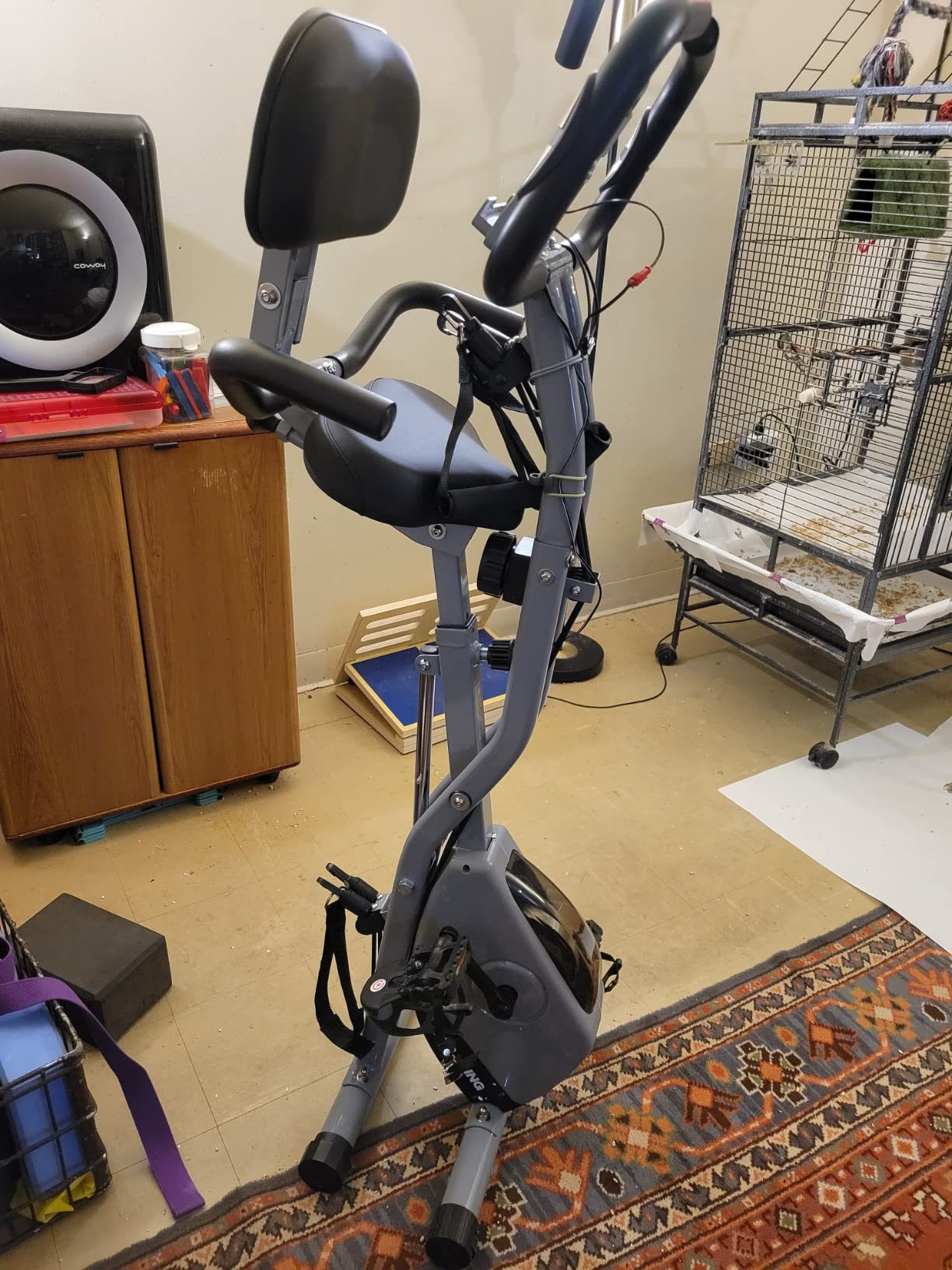 BARWING Stationary Exercise Bike for Home Workout, 5 IN 1 Foldable Indoor Cycling Bike for Seniors, 350LB Capacity, 16-Level Magnetic Resistance, Seat Backrest Adjustments customer photo 2